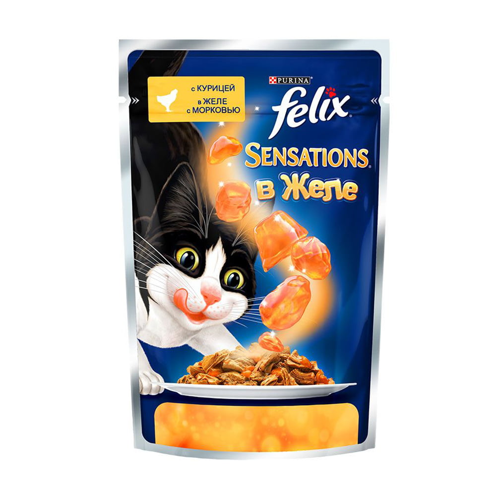 Felix Sensations курица с морковью в желе 85 г.