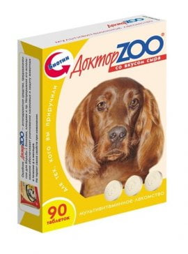 ДОКТОР ZOO Мультивитаминное лакомство для собак со вкусом СЫРА 90 таб.