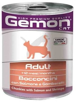 Gemon Cat конс. кусочки с лососем и креветками, 415г/0073