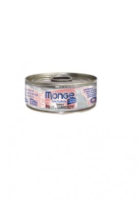 Monge Natural Cat конс. тунец, курица с креветками, 80г/7252