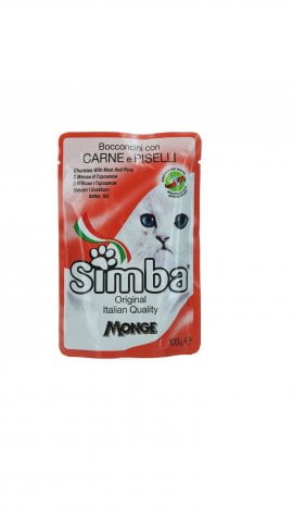 Simba Cat пауч кусочки с телятиной и горохом, 100г/9348