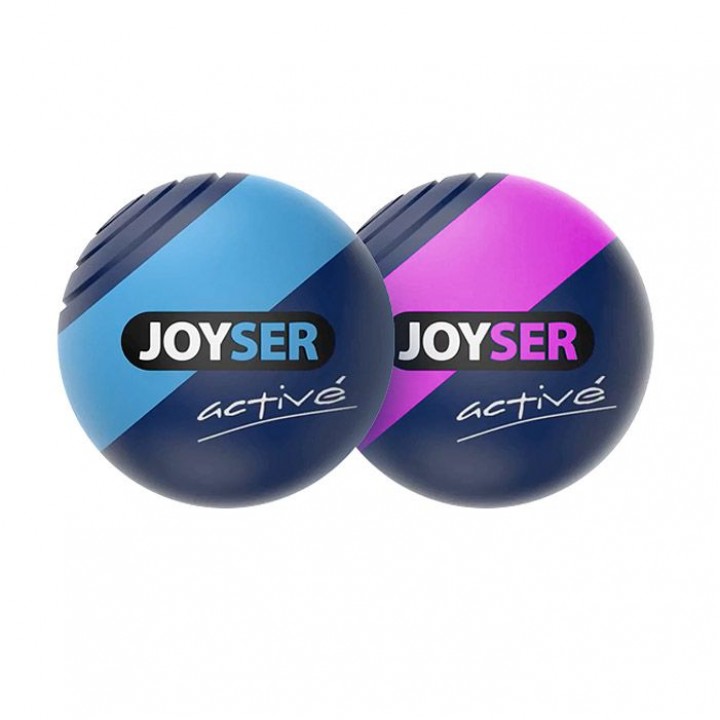 Игрушка для собак JOYSER Active Два резиновых мяча с пищалкой M голубой, розовый, 6,3 см